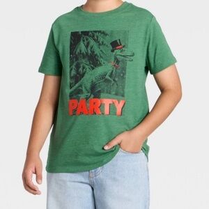 Boys Green Dinosaur “Party” Graphic T-Shirt Size L (10/12) NWT
